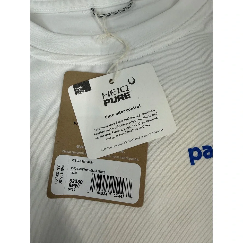 Patagonia Kids Capilene Silkweight T-Shirt White Ridge Rise Graphic Large 12 NWT